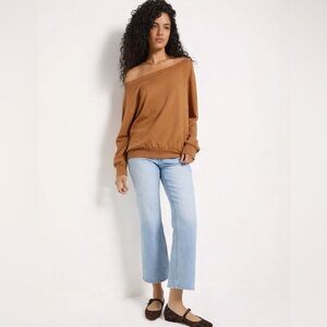 78 & Sunny Brooksville Off Shoulder Sweatshirt Camel Modal Size L